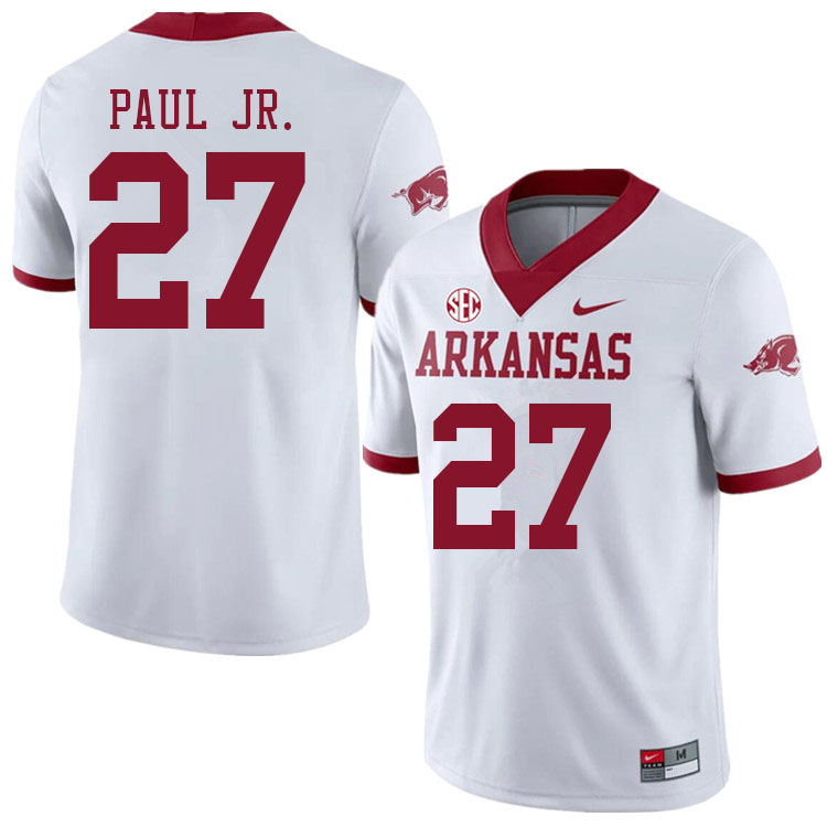 Men #27 Chris Paul Jr. Arkansas Razorbacks College Football Jerseys Sale-Alternate White